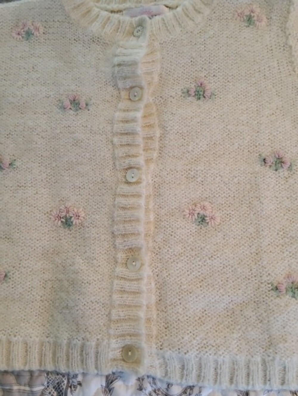 Vintage Mohair Floral Embroidary Cardigan Kenji Medium - Picture 7 of 12